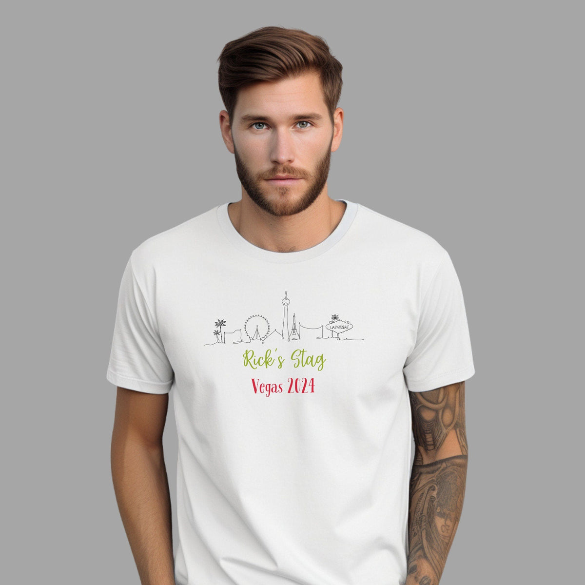 Personalised Stag Vegas Skyline T Shirt