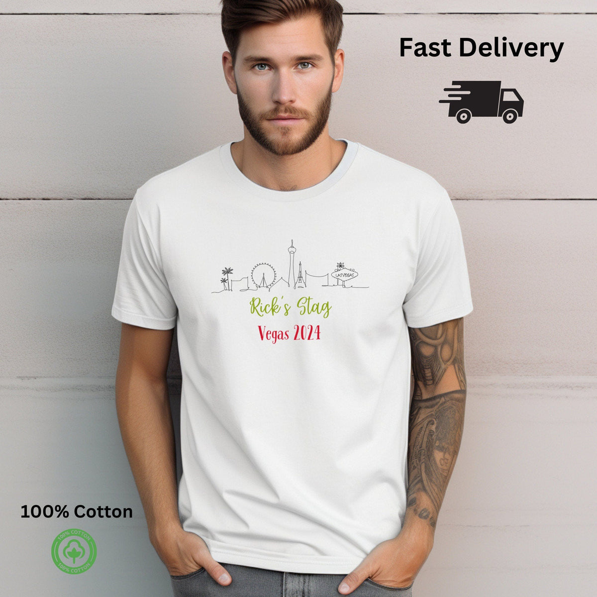 Personalised Stag Vegas Skyline T Shirt