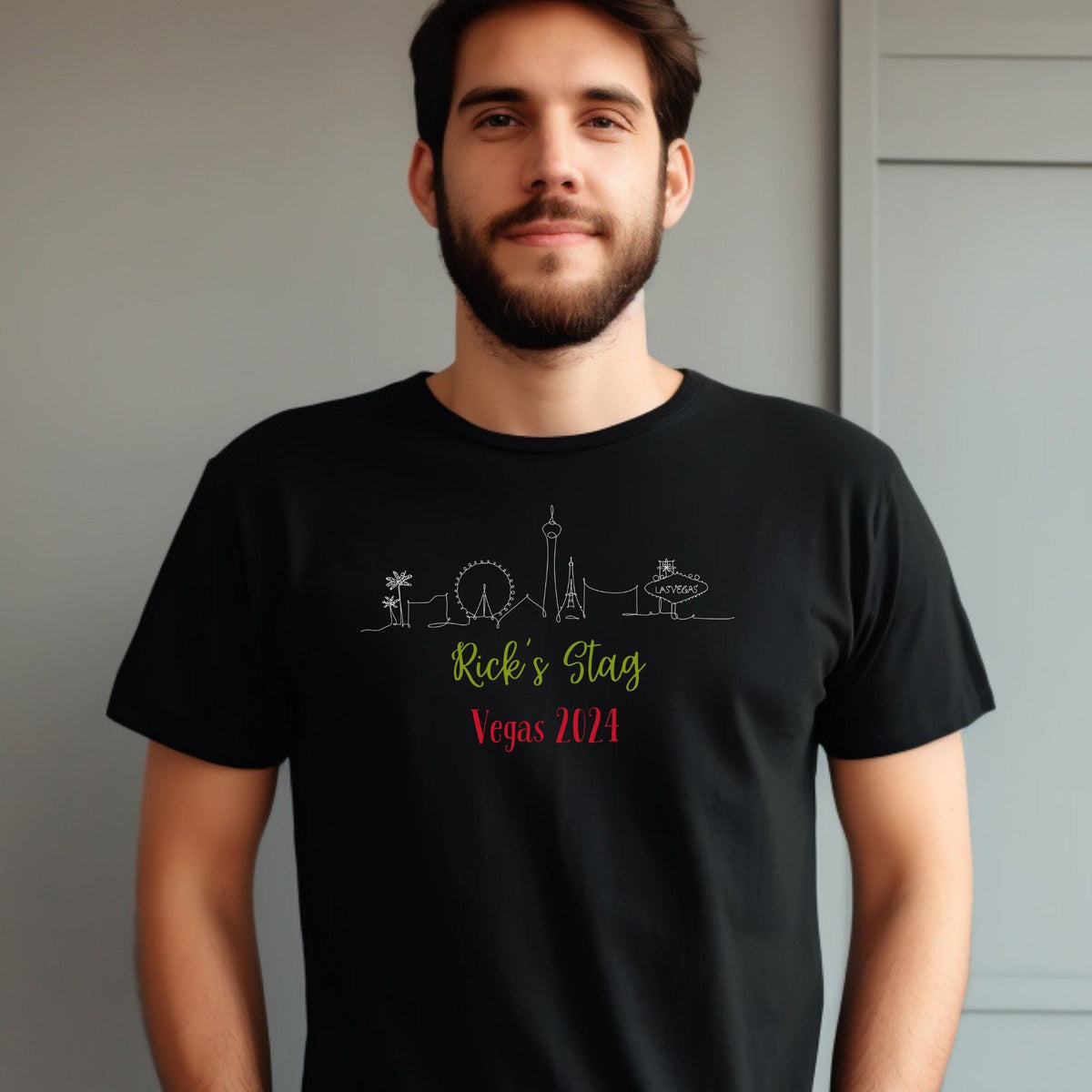 Personalised Stag Vegas Skyline T Shirt