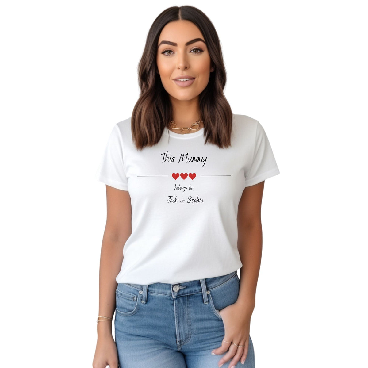 Personalised Mummy Belongs To Red Heart Love T Shirt