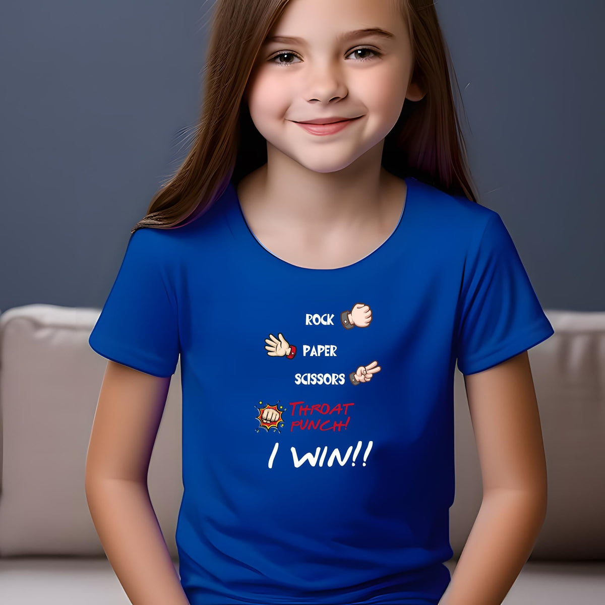 Rock Paper Scissors Throat Punch 'I Win' T-Shirt – Funny Unisex Tee for Secret Santa, Stocking Stuffer, and Hand Game Lovers!