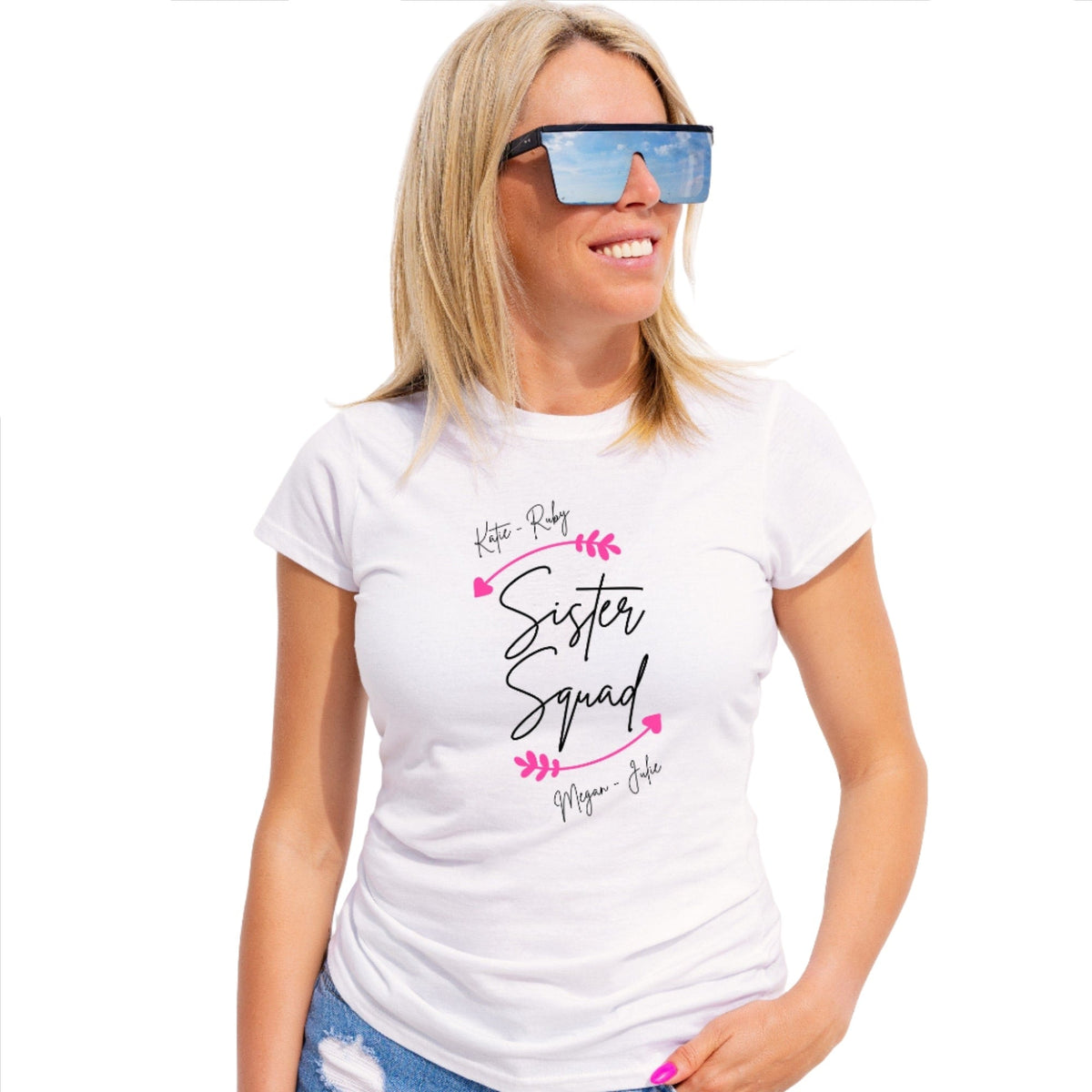 Personalised Sister Squad Pink Arrows T Shirt