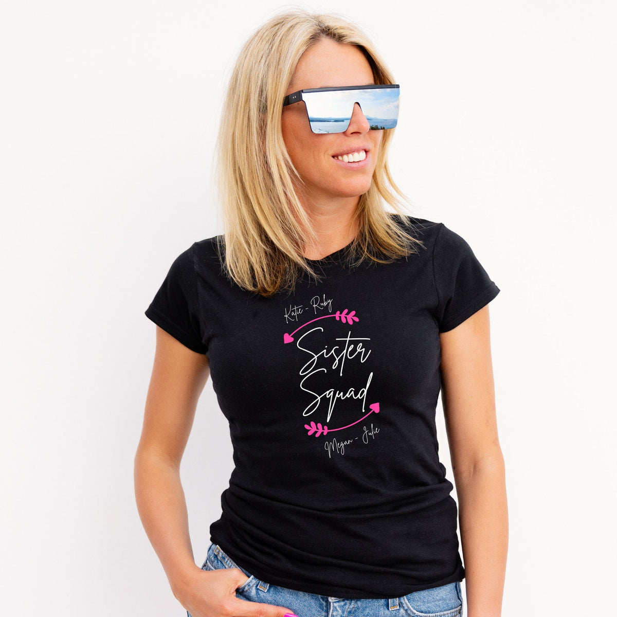 Personalised Sister Squad Pink Arrows T Shirt