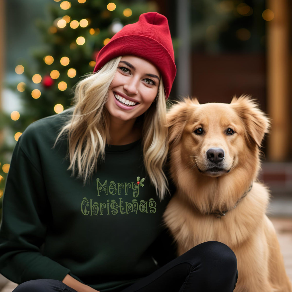 Unisex Merry Christmas Floral Sweatshirt