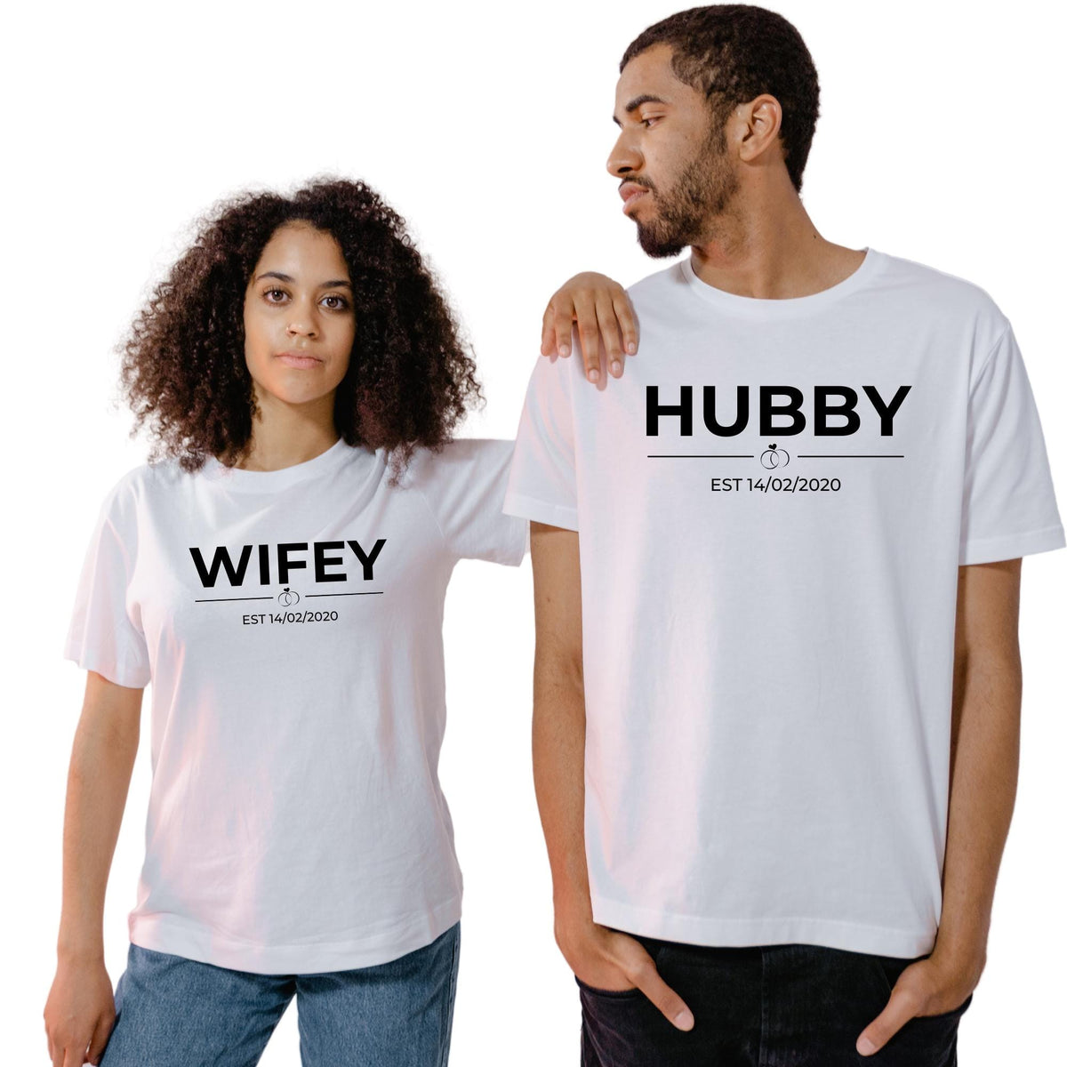 Wifey Hubby Est Shirt, Personalised Couple Matching Shirt, Honeymoon Shirts, Husband and Wife Shirt, Wife Shirt, Custom Wedding Gift