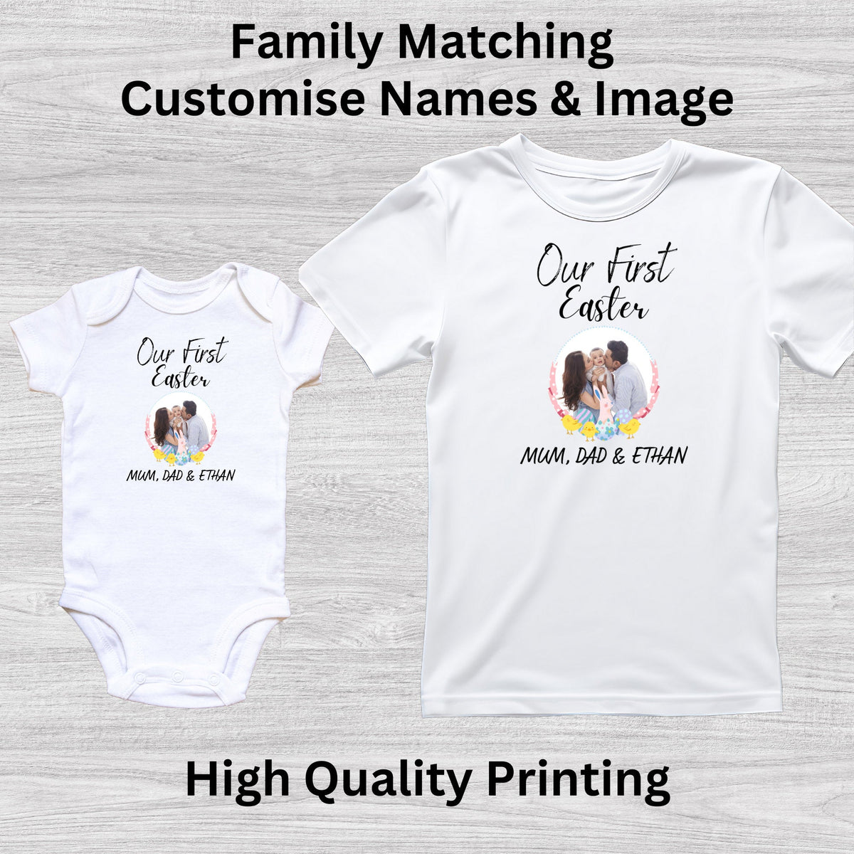 Personalised Our First Easter Family Matching Custom Photo T-Shirt
